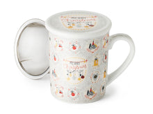 Încărcați imaginea în vizualizatorul galeriei - Cana de ceai din portelan "Craciun Fericit" cu capac si strecuratoare