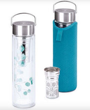 Încărcați imaginea în vizualizatorul galeriei - Sticla de ceai din sticla cu pereti dubli cu sita din otel inoxidabil Arbori, 350 ml