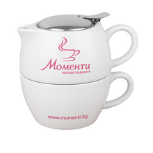 Încărcați imaginea în vizualizatorul galeriei - Порцеланов комплект за чай 2 в 1