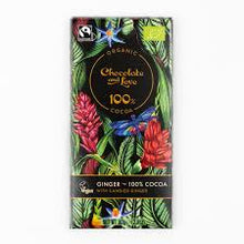 Заредете изображение във визуализатора на галерията – Черен шоколад със захаросан джинджифил 100% какао, 80гр Chocolate and Love