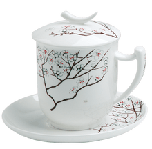 Încărcați imaginea în vizualizatorul galeriei - Cana de ceai cu strecuratoare White Cherry 380 ml