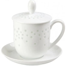 Încărcați imaginea în vizualizatorul galeriei - Cana din portelan cu capac si strecuratoare Starlight 320 ml