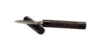 Pu-Erh knife in a wooden sleeve with carvings, 6 cm blade made of Damascus steel