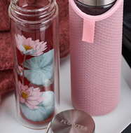 Double-walled glass tea bottle with stainless steel strainer Padma, 350 ml