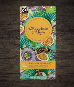 Черен шоколад PASSION FRUIT 65% какао, 80гр Chocolate and Love