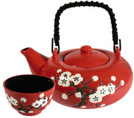 White Plum Blossom 5 Piece Tea Set